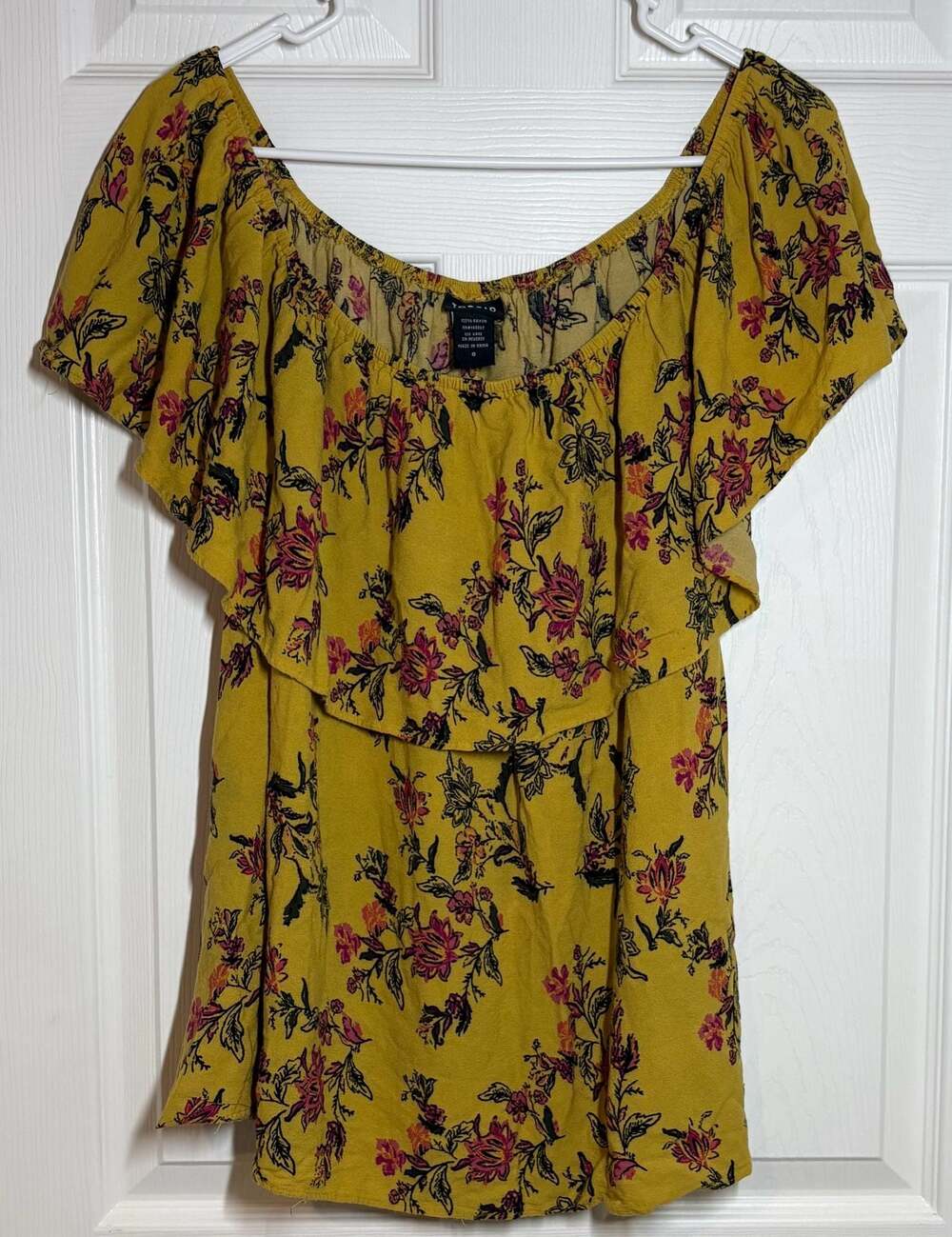 Torrid Yellow Floral Off-The-Shoulder Flounce Blouse Size 0